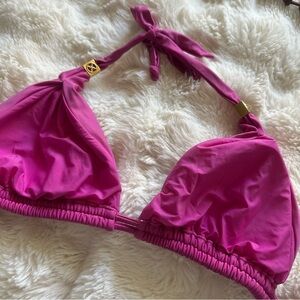VIX Paula Herrmany Bia Logo Magenta Halter Bikini Top Size D